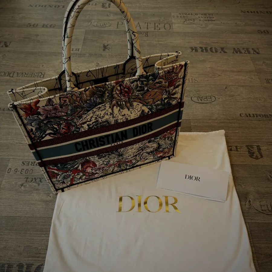 Dior Book Tote mit bestickter Canvas, Staubbeutel und Karte